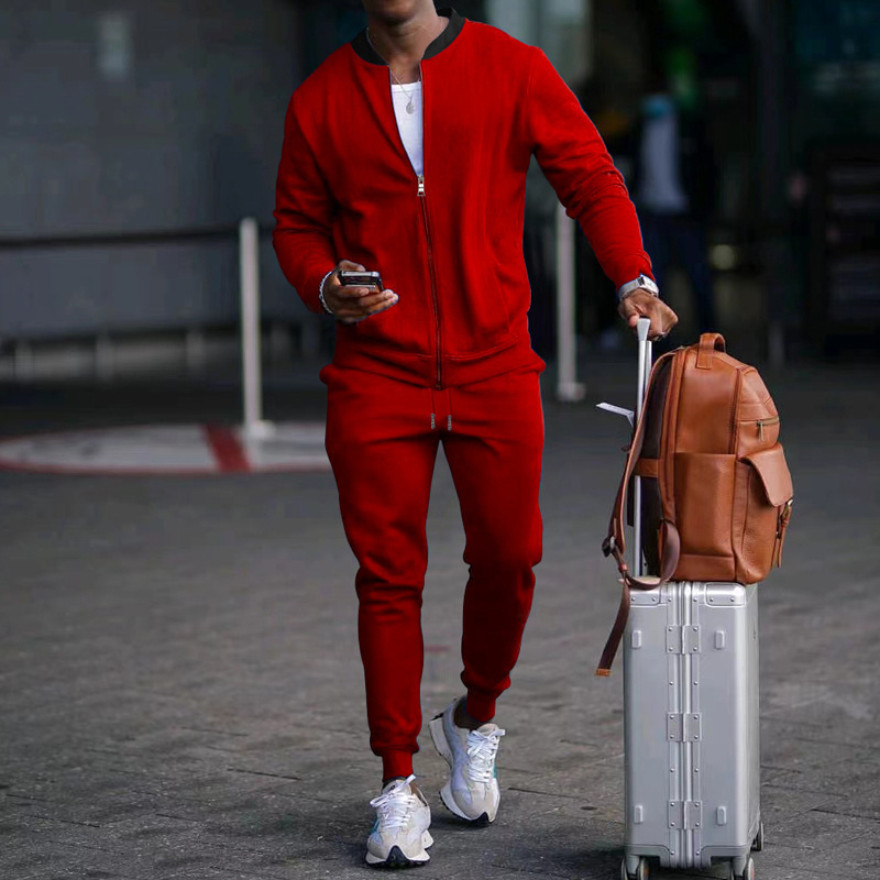 700g Weight Long Sleeve Sleeve Length Cotton Blend, Polyester Fabric Type Pants Sets Sets Type 2 Pieces Set Quantity Casual Occasion Collarless Neckline Regular Fit Fit Type Solid Color Pattern Spring, Autumn Season Men's Gender Simple Style Style Casual Men's Simple Style Solid Color Cotton Blend Polyester Pants Sets 23