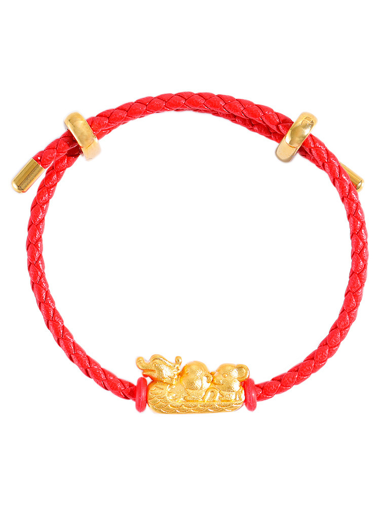 Hiekkakultainen apina-lohikäärme-hiiri-lohikäärmevene-kolmi-yhdessä-läpireikäinen horoskooppi lohikäärme punainen köysirannekoru pariskunnalle, pitkäaikainen haalistumaton_voghion.com