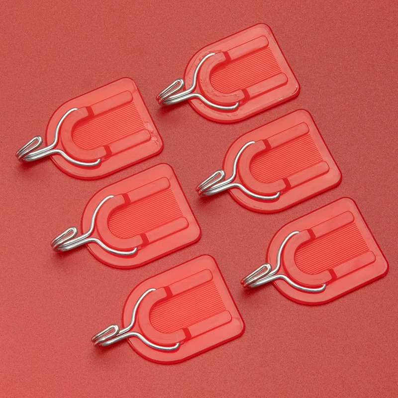 Крючок U-образный средний, новогодний красный праздничный, с сильным клеем, без сверления, для подвешивания китайских узлов и фонарей, большой U-образный крючок