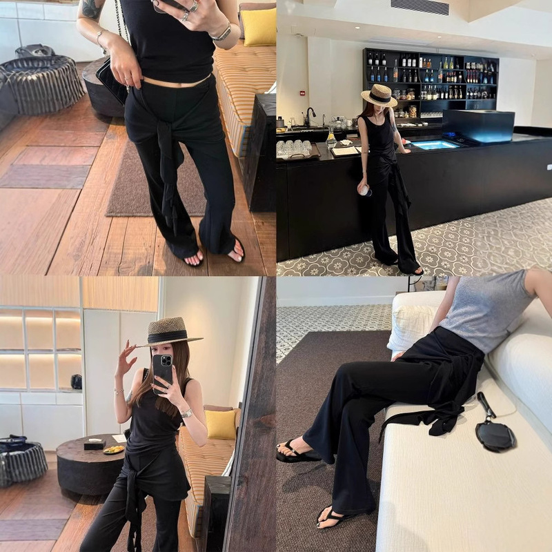 superniniy モーダルバットカーテンフレアパンツヨガパンツは股をカバーし、脚を細く見せ、脚を長く見せます、女性用ミッドウエストパンツ夏|undefined