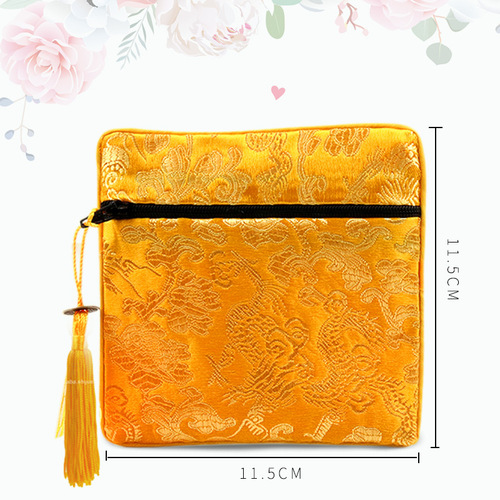 Double zipper brocade embroidery chinese dragon portable jewelry bag lucky purse pouch portable Chinese wind restoring ancient ways Sue jewelry wholesale