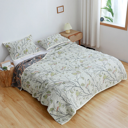 Quadruple-layer cotton gauze bath blanket, single or double size adult sofa throw, nap rest four-season cover blanket, air conditioning summer cool blanket