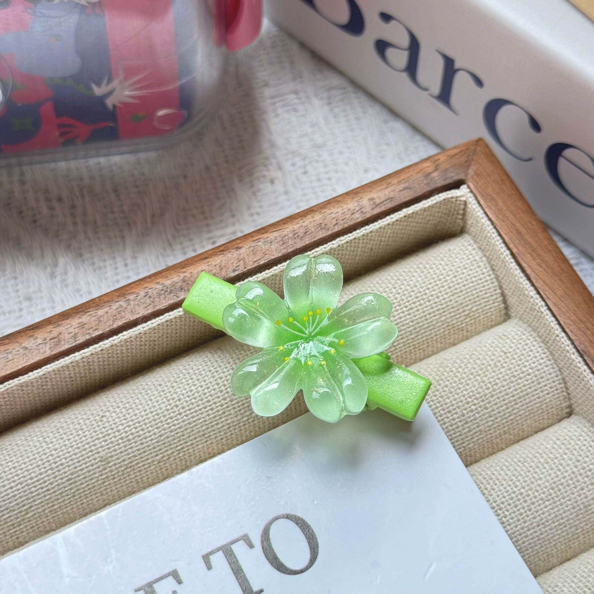 Заколка для волос Jelly Cherry Blossom, смоляная боковая клипса, 6 см, пастельные цвета