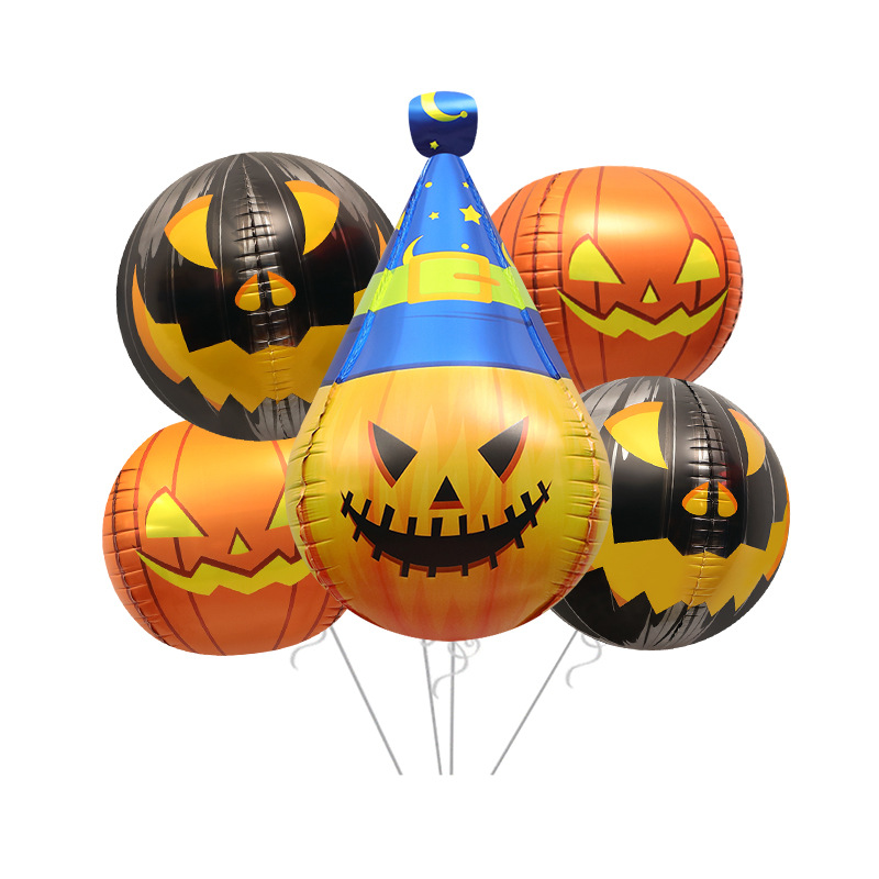 Rekviziti za ukrašavanje prozora za Noć vještica igračke balon 4D trodimenzionalni oblik glave bundeve crtani aluminijski film balon stup_voghion.com