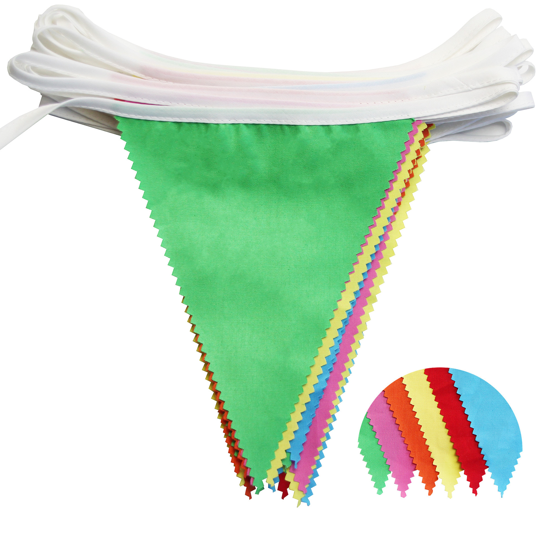 12 Meter 42 Stücke bunte Blumenwellen-Einzelschicht-Baumwolldreiecksflagge Geburtstagsflagge Fotohintergrund Western-Hochzeitsflagge_voghion.com
