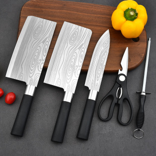 Factory knives suit wholesale Damascus laser pattern kitchen knife Bone cutter slicing knife meat cutter chef knife scissors