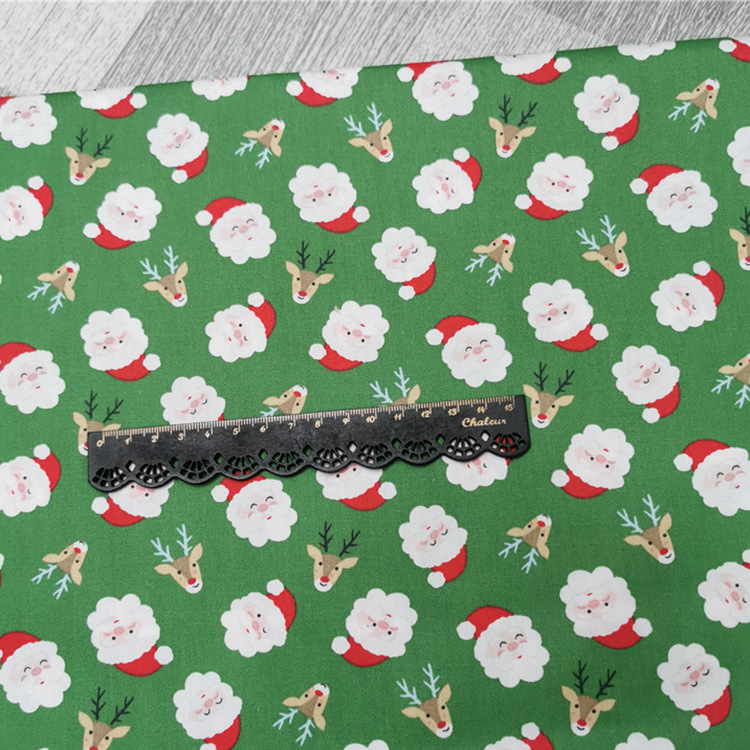 Bajo MOQ tejido impresión activa 100% algodón Twill tela de Navidad