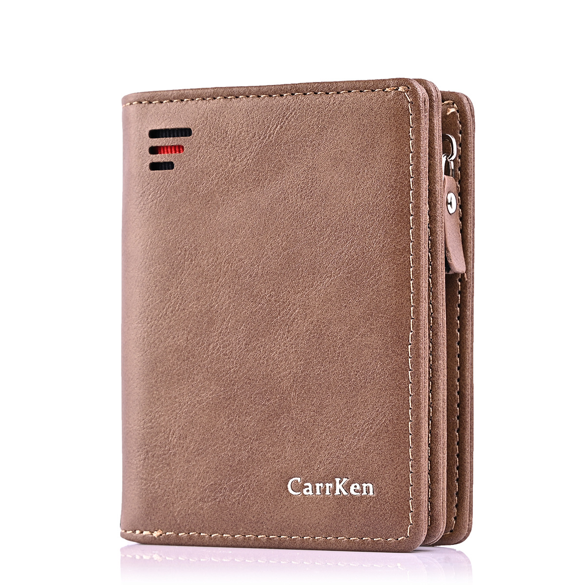 Cartera corta para hombre con cremallera, anti-desmagnetización