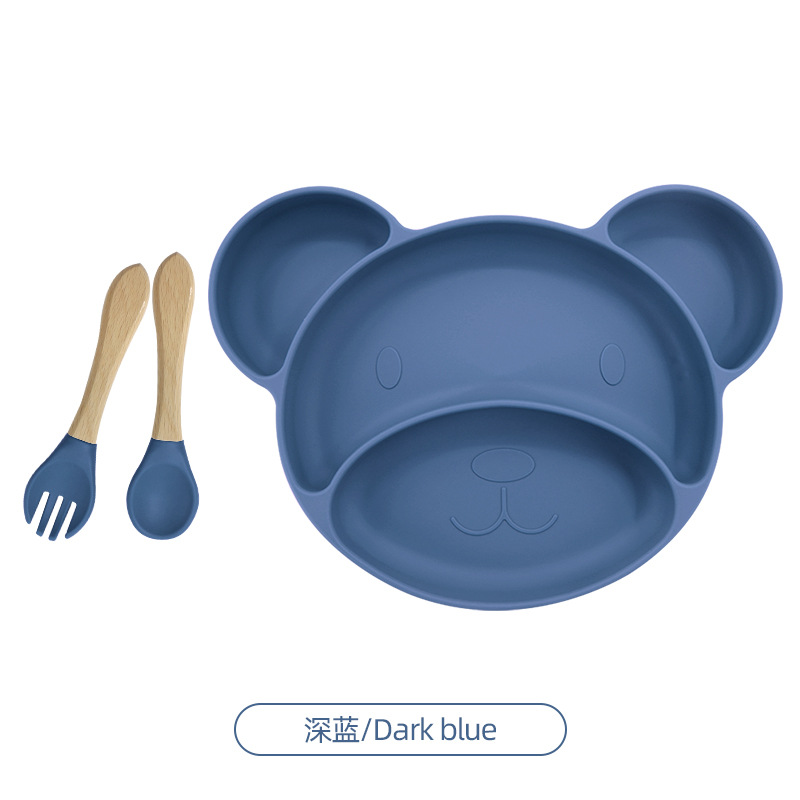 다크 블루 (작은 미키 플레이트 + 나무 포크 스푼)