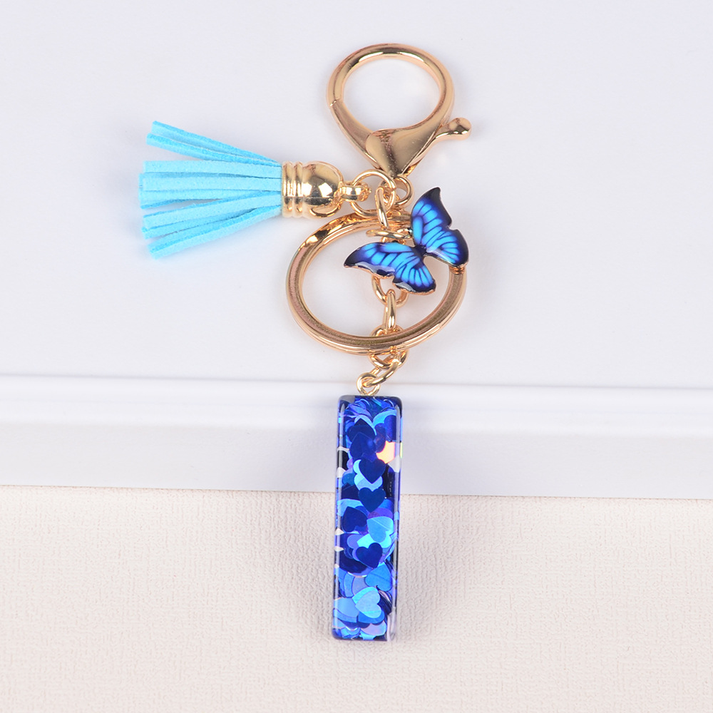 Cross-border Hot Sale 26 letras inglesas llavero de resina de goteo de goma esquinilla llavero de letras de amor personalizado