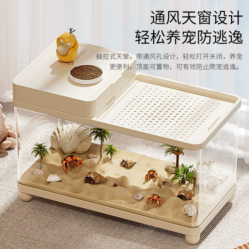 Hermit crab breeding tank ecological landscaping household small villa climbing pet box with climbing platform bottom drainage turtle tank