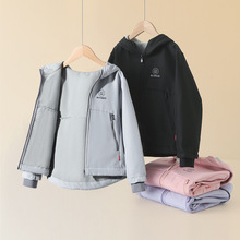 儿童加绒冲锋衣2025秋冬新款男童一体绒加厚棉衣外套中大童棉服潮