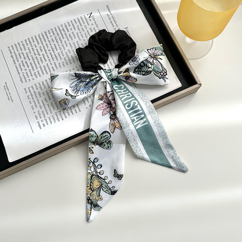 Anillo de cabello de arco femenino retro elegante correa francesa temperamento de alta sensación de impresión de anillo de intestino suave tocado versátil