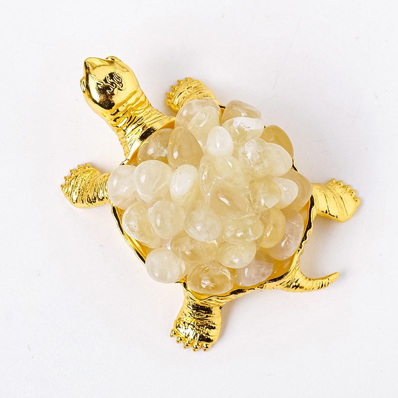 Racimo de cristal natural transfronterizo, adornos de tortuga, cristal púrpura, amarillo y blanco, piedra en bruto, piedra de expansión, adornos artesanales de bricolaje hechos a mano