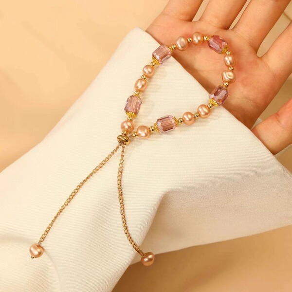 small design fashionable elegant purple crystal bracelet pearl