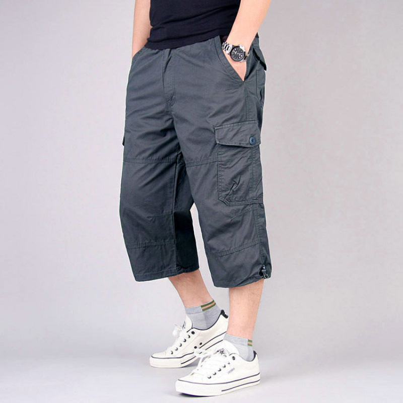 Summer New Style Men's Large Size Pure Cotton Three-Quarter Casual Work Pants Outdoor Work Pants Factory Wholesale