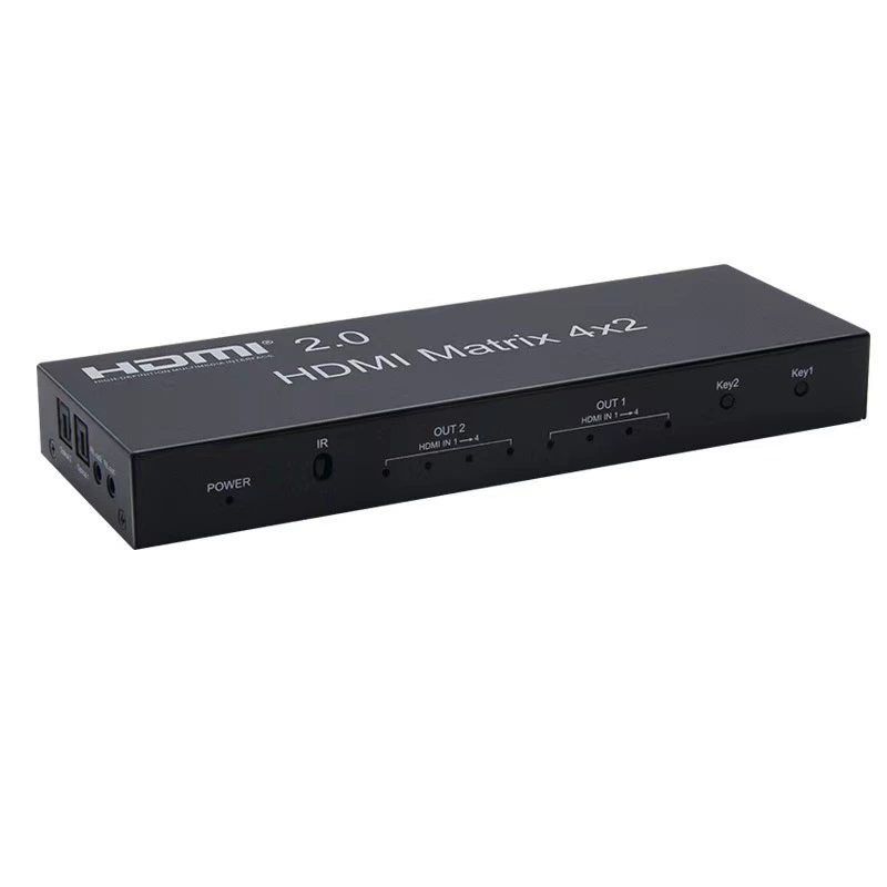 HDMI 2.0 матрица 4x2 с переключателем аудиовыхода, поддержка 3D, 4 входа 2 выхода, 4K