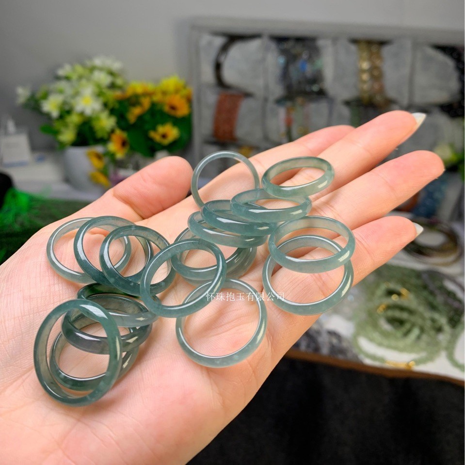 メーカー卸売り天然翡翠a商品青い水指輪翡翠指輪高氷翡翠指輪尾戒リング