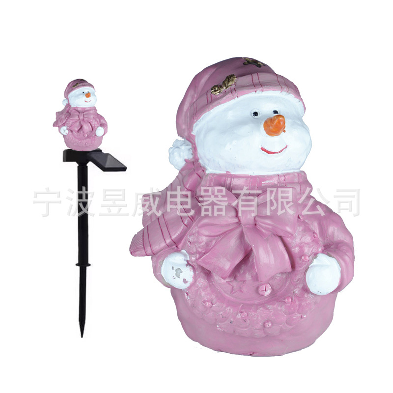 Nuevo solar Navidad muñeco de nieve enano resina césped jardín lámpara vacaciones jardín paisaje atmósfera lámpara