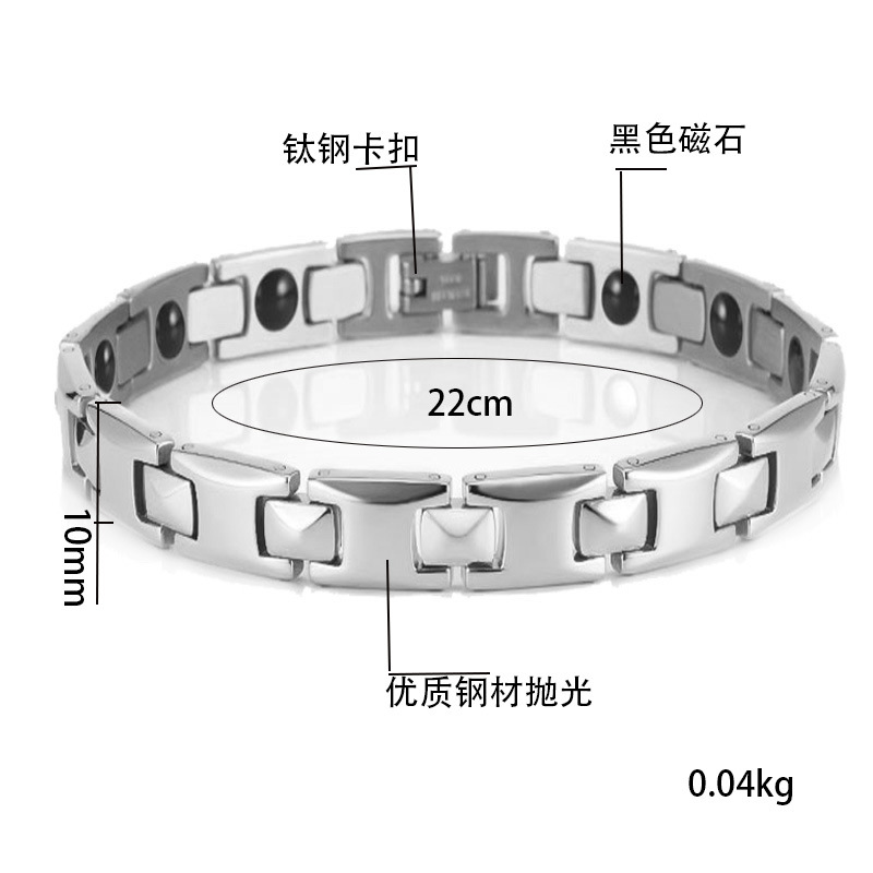 Pulseras magnéticas transfronterizas cuatro en uno al por mayor de 10mm forma de pirámide de acero inoxidable chapado multicolor cadena magnética masculina