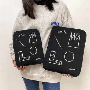 Korean Style Embroidery Thread Geometric Pattern ipad Inner Bag Mao Li Non-slip Tablet Protective Case Laptop Bag