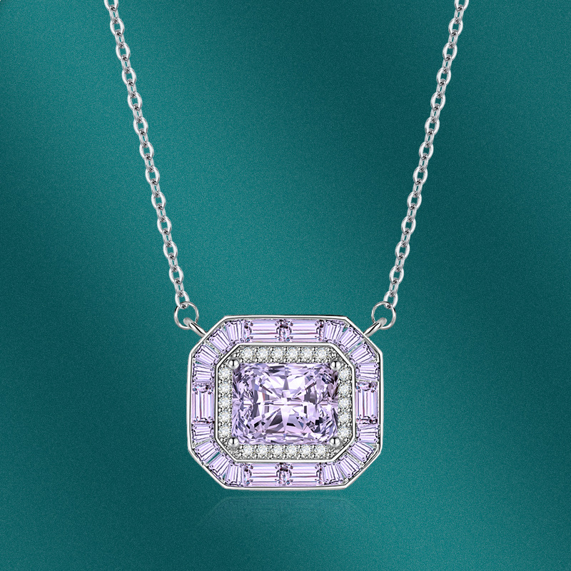 Fashion Square Copper Inlay Artificial Diamond Pendant Necklace 1 Piece