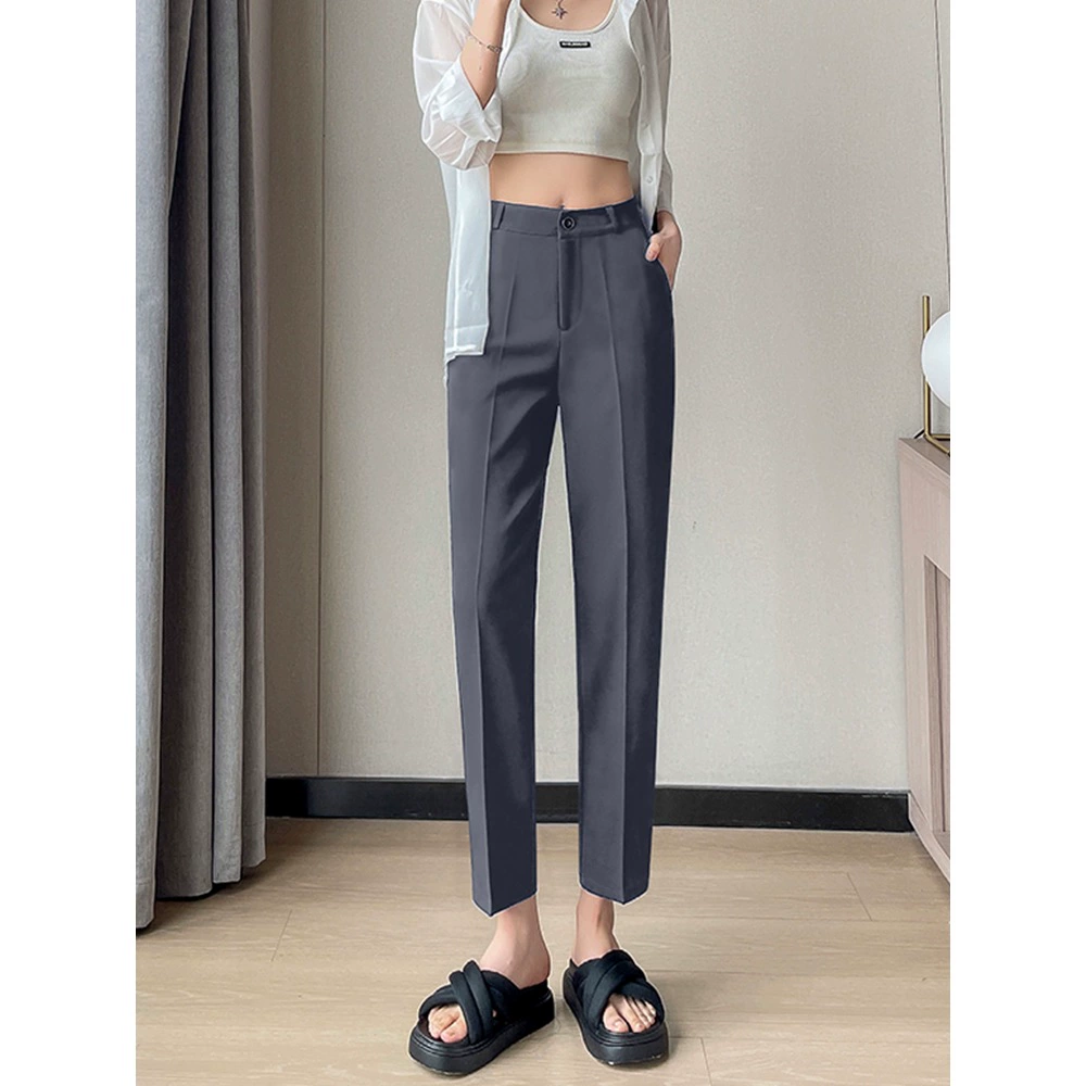 Серый костюм брюки женские весенне-осенние профессиональные рабочие брюки с высокой талией
