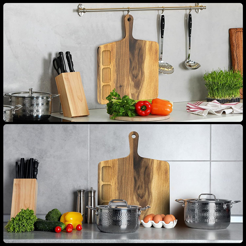 Tabla de cortar de madera Tablero de cortar multifunción para el hogar Tabla de cortar de cocina con mango Carne Tablero de pizza Queso Plato