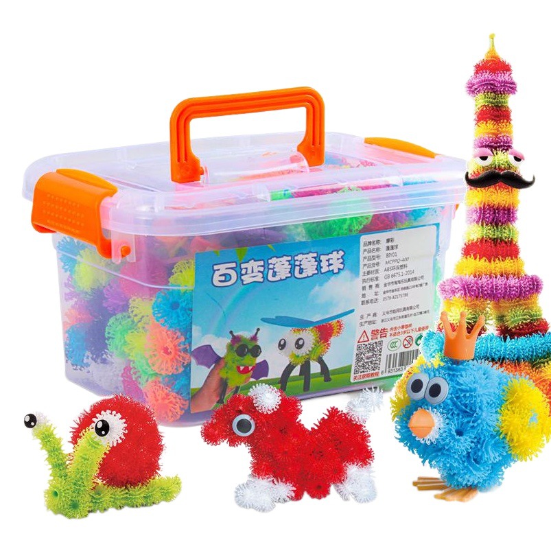 Actualización transfronteriza Bola de pellizco hinchada Segunda Generación doble gancho DIY montaje bola pegajosa juguetes educativos de educación temprana para niños