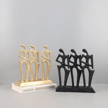 现代简约抽象金属人物雕塑艺术摆件客厅卧室玄关书房软装家居饰品