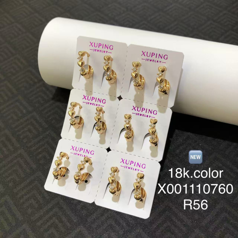 Pendientes de aro personalizados Xuping, pendientes exagerados de estilo europeo y americano para mujer, elegantes pendientes de piedras preciosas artificiales, venta al por mayor de otoño e invierno para mujer.