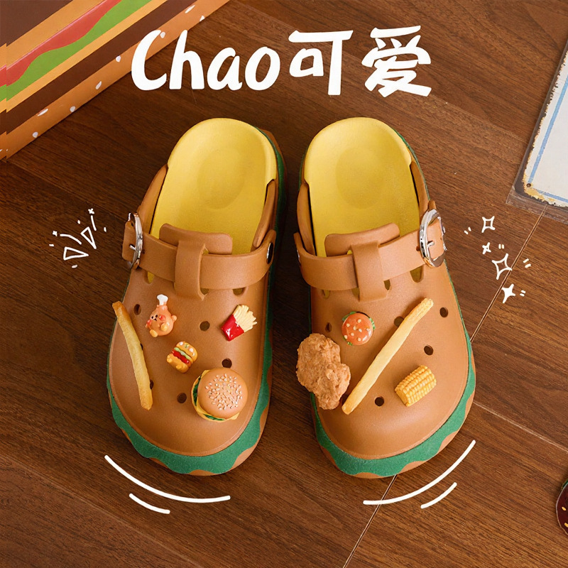 Hamburg Perforated Birkenstock Clogs for Women, Outdoor Thick-Soled Cute Cartoon Slippers with a Stepping-On-Clouds Feel