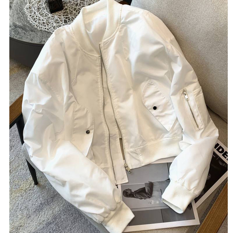 Elegant retro black fashionable autumn jacket with zipper
