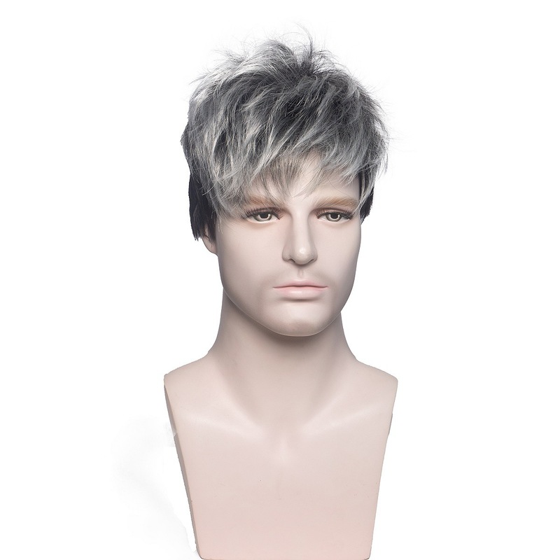 男性のかつら欧米の外国貿易ファッションのショートヘアの混色の柄がふわふわしています。|undefined