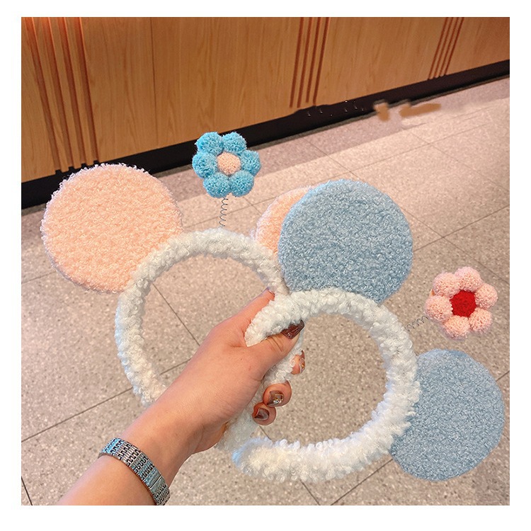 Orejas de dibujos animados lindo diadema flor pequeña hembra Red cara roja lavado banda para el cabello tocado lindo fuera diadema pelo vinculante horquilla de moda