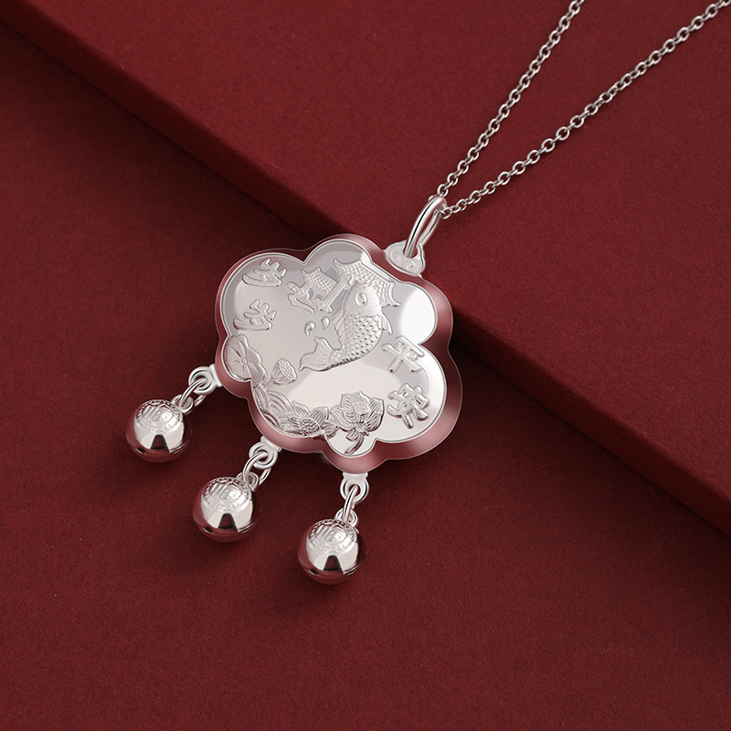Años de seguridad bebés larga vida cerradura de plata esterlina 999 niños colgante de cerradura de plata bebés luna llena aniversario regalo cerradura de seguridad