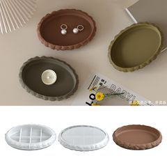 虞美人 diy香薰石膏水泥椭圆镜面岩石纹托盘碟子盘子摆件硅胶模具