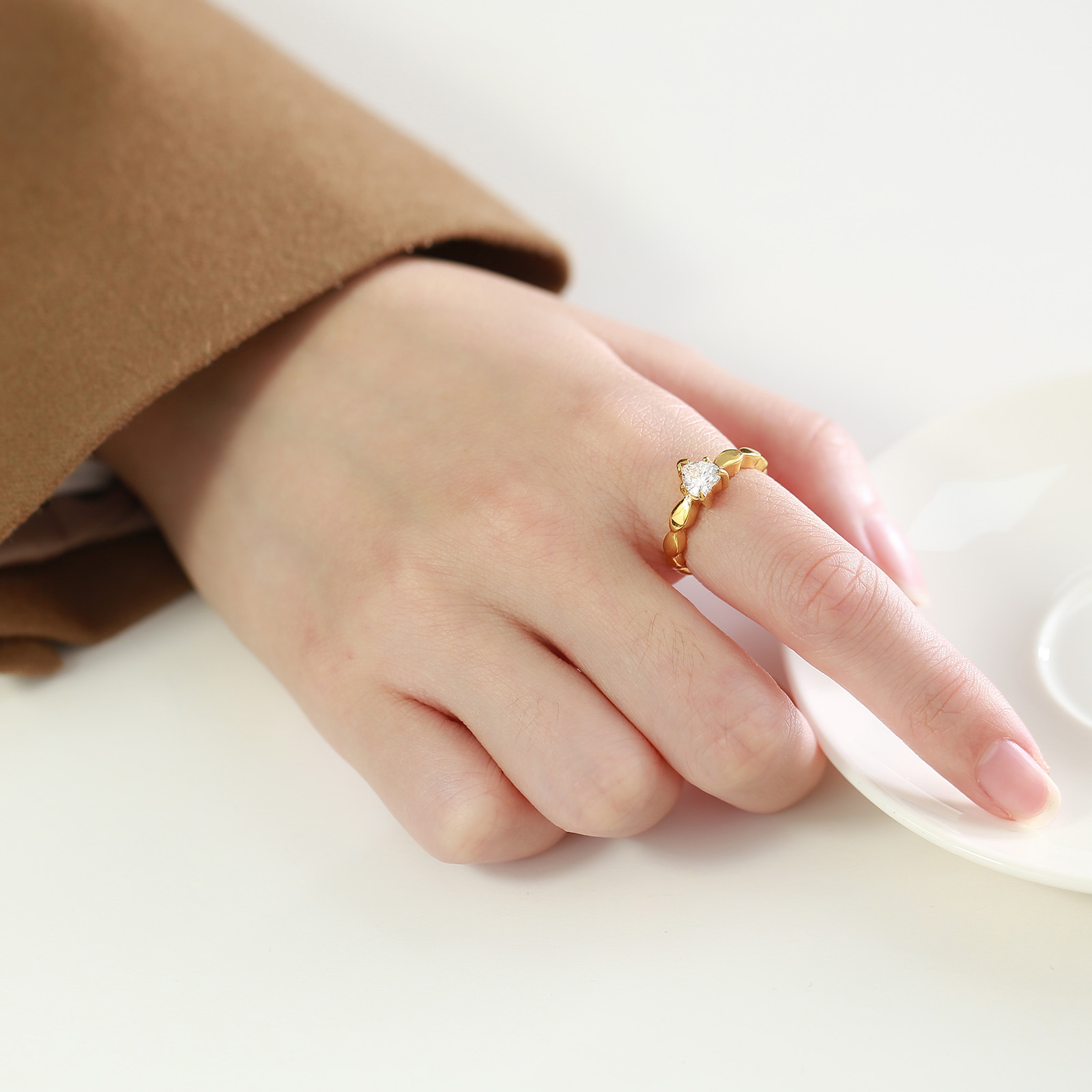 Simple Style Heart Shape Stainless Steel Rings Inlay Zircon Stainless Steel Rings display picture 26