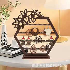 新品复古风镂空花朵木质耳环架耳环耳夹收纳展示架装饰首饰收纳架