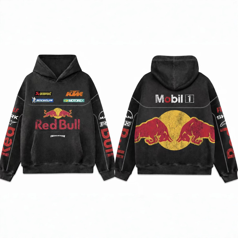 Source Manufacturer Cross-Border Amazon 3D Hoodie Casual Men's Clothing Red Bull Racing 3D Printed Hoodie