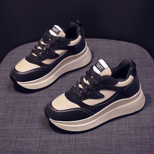 Vintage Gump Shoes for Women, Ins Style, Spring and Autumn Thick Sole, Versatile Black Daddy Shoes, Casual Sport Shoes