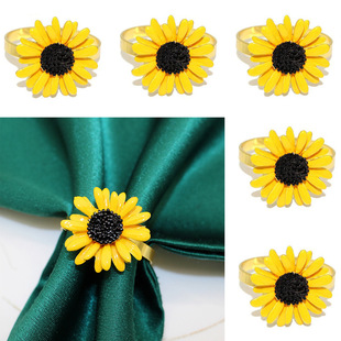 in stock Explosive Yellow Daisy Napkin Buckle Napkin Ring Flower Napkin Ring Hotel Table Decorative Buckle Factory