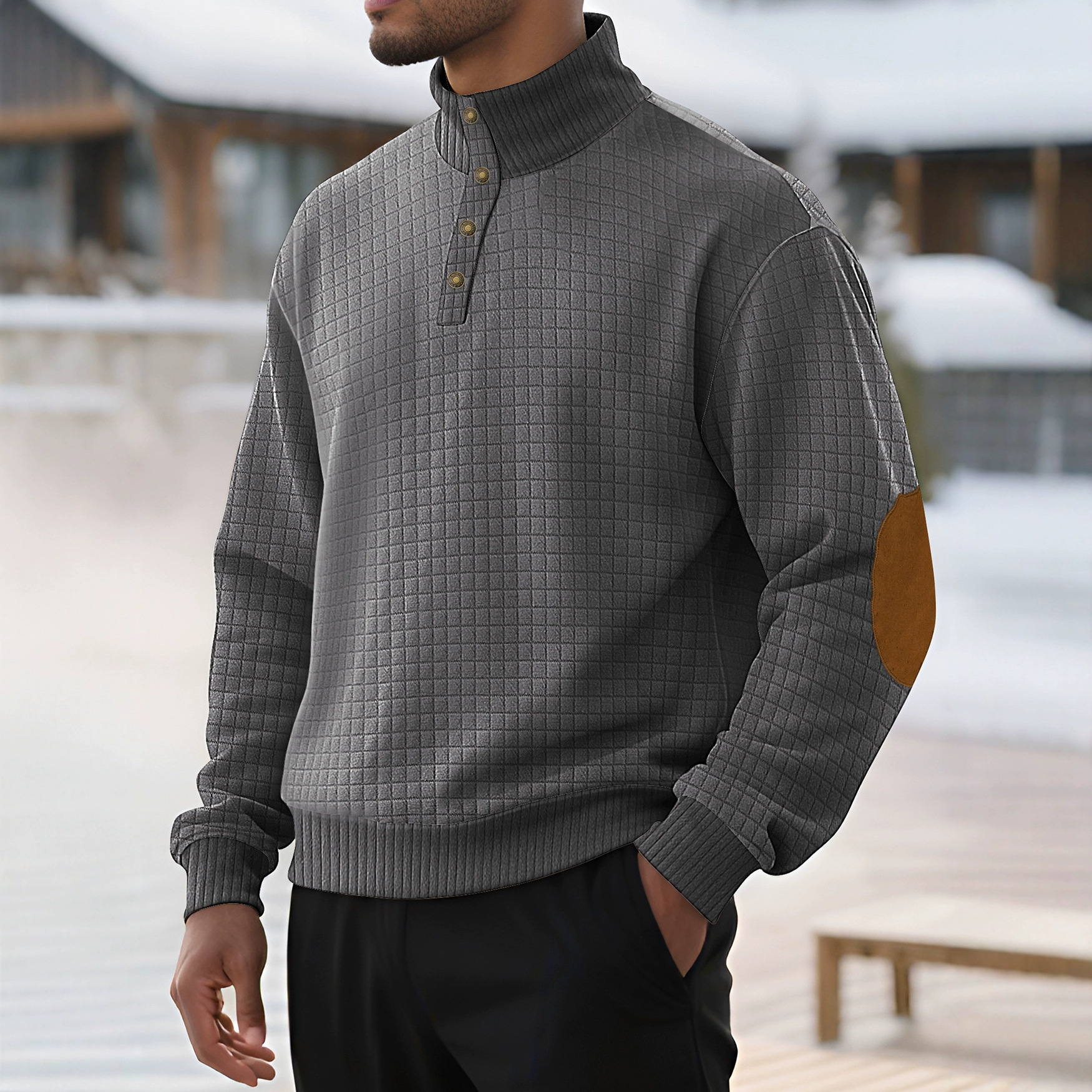 Nuevo otoño transfronterizo nuevo tamaño europeo para hombres Jacquard cuello pequeño jersey de punto chaqueta casual jersey Henry