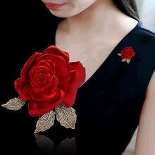 跨境红玫瑰花朵胸针女时尚合金高级感防走光配饰西装衣领精致别针