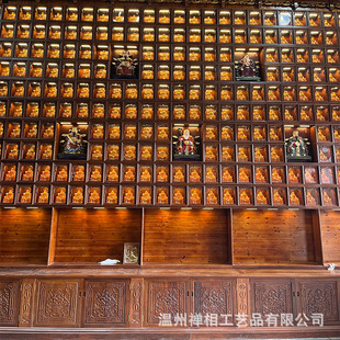 Factory Direct sales Temple Wood carving Thousand Buddha shrine Buddha cabinet Temple Taoist site rosewood carving Buddha wall production according to specifications