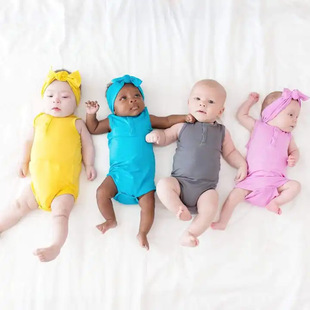 Bamboo Fiber Baby Clothes Summer Thin Bag Fat Clothes Baby's Summer Clothes Sleeveless Vest Newborn Hakayi Climbing Clothes