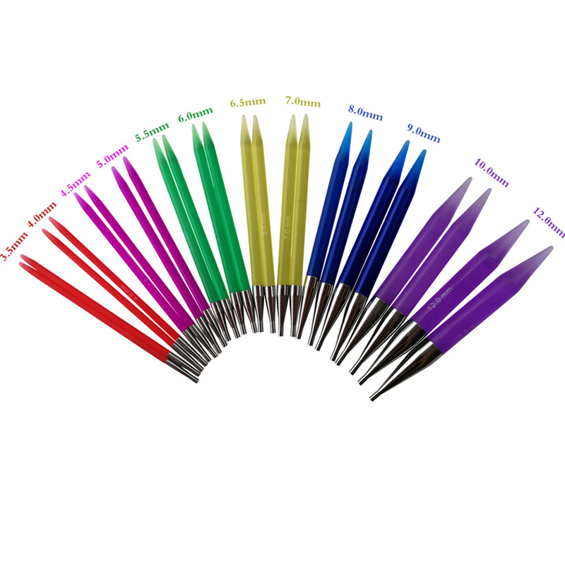 Herramienta de punto suéter aguja transparente acrílico desmontaje anillo aguja cuerda cambio anillo aguja conjunto de 12 pares PU embalaje