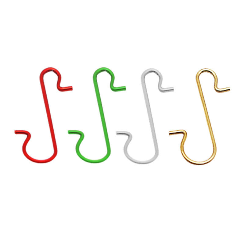 Metal Electroplated Plastic-Coated Hooks Creative Steel Wire S Hooks Holiday Pendant Jewelry Small Hooks Christmas Socks Christmas Tree Hooks