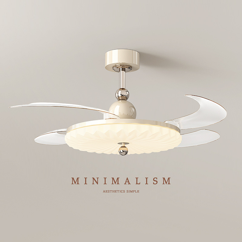 Ventilador invisible 2026 crema viento minimalista comedor lámpara de dormitorio color nuez sala de estar ventilador de techo lámpara de techo 710L