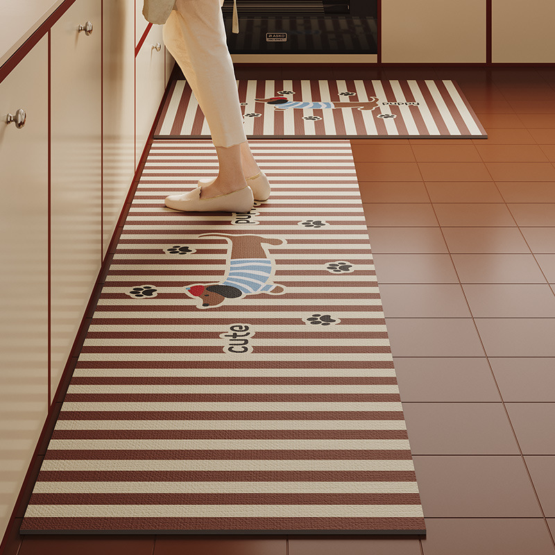 Nueva alfombra de cocina de dibujos animados de alta calidad, barro de diatomeas, tira larga, antideslizante, alfombra cuadrada simple, suministro directo de fábrica